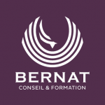 le logo de bernat conseil et formation représentant un phœnix blanc sur fond violet