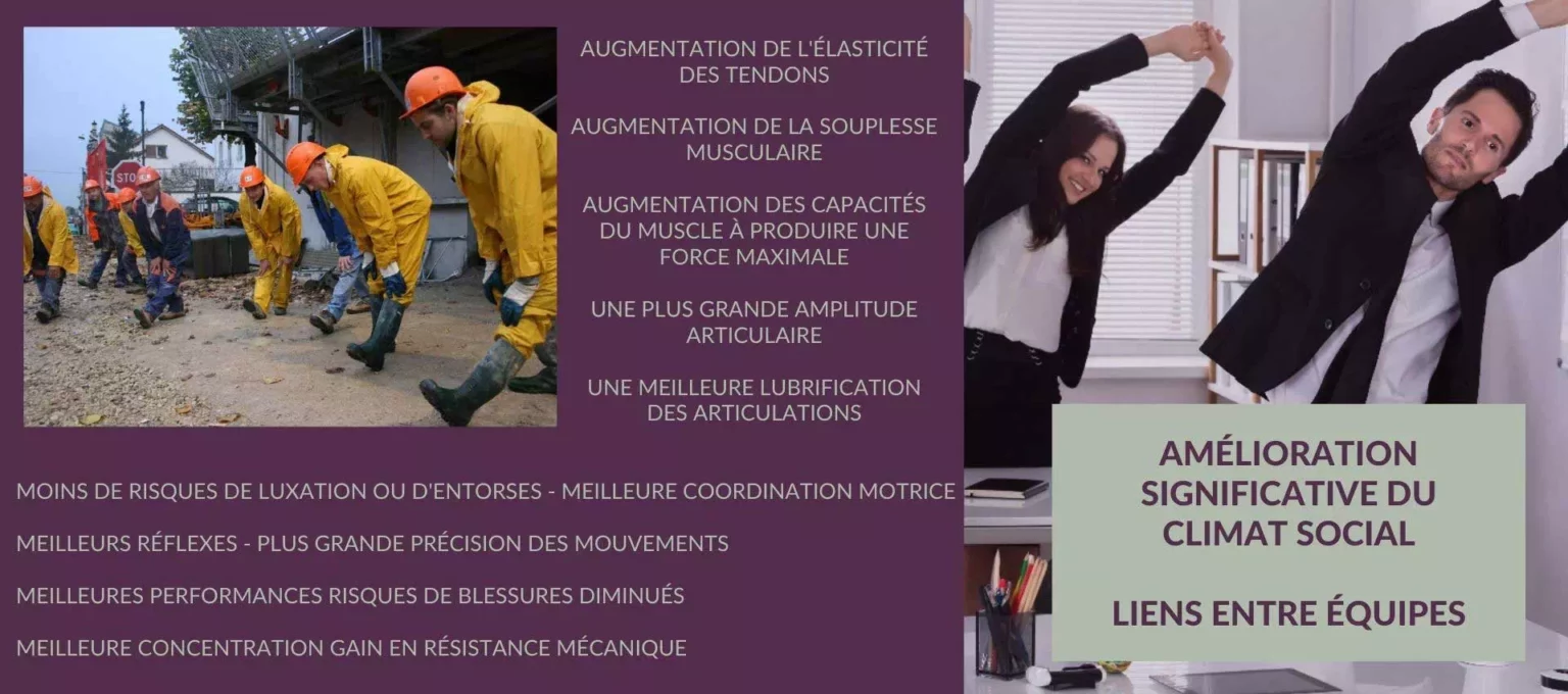 photo d'employés qui font des étirements suite à la formation animateur activités physiques préventives